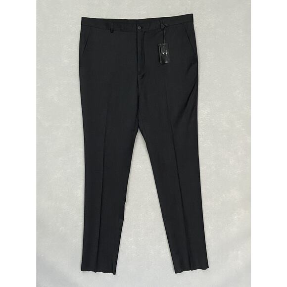 Armani Exchange Men's 40W Dress Pant Flat Front Raw Hem Stretch Wool Gray NEW g - Picture 2 of 10